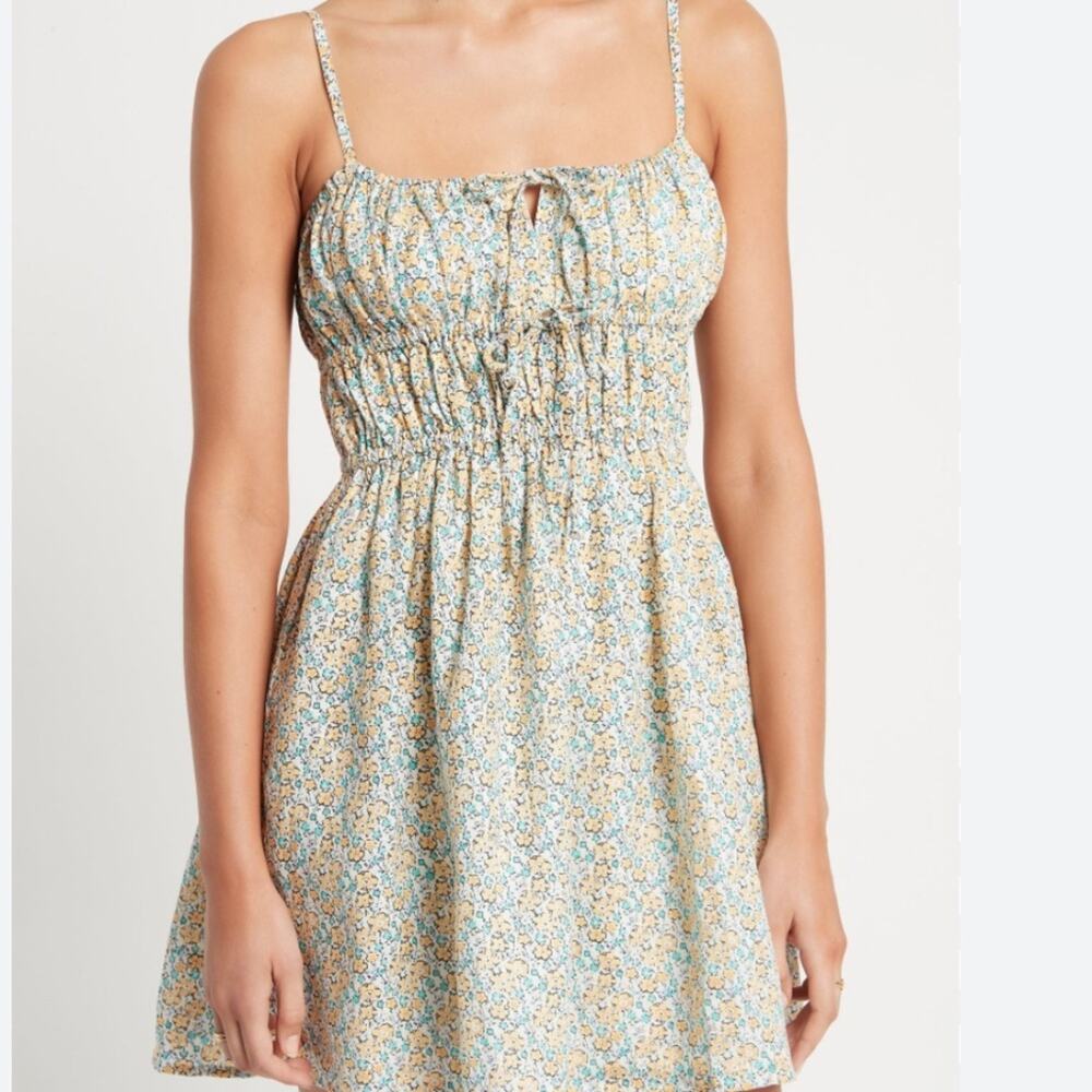 NWT Faithfull The Brand Shivka Linen Floral Print Mini Dress Sz XL